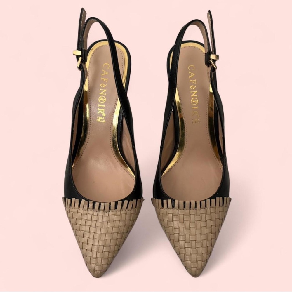 Cafè Noir Nero Black and Beige Pumps Size 5
